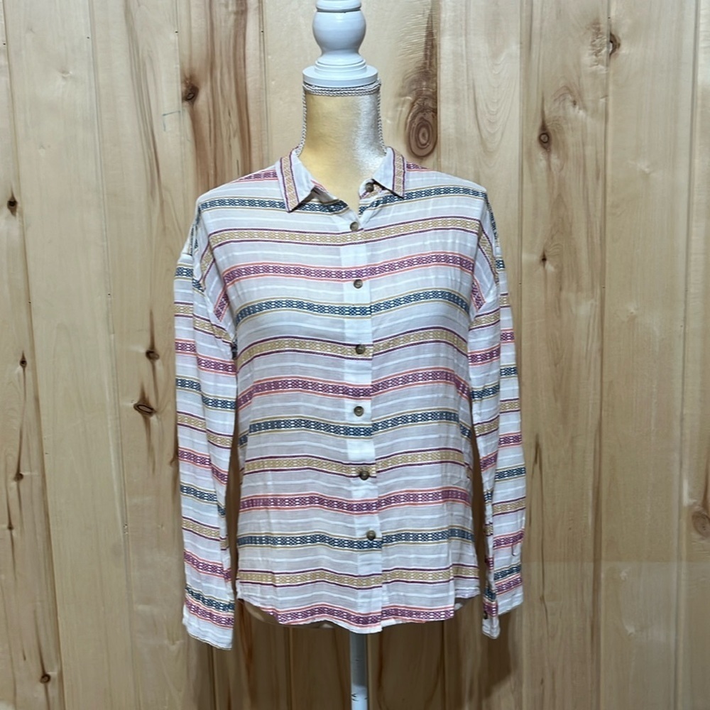Sundance Colorful Embroidered Striped Button Down Size XS